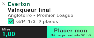 Each Way Bet box ticked