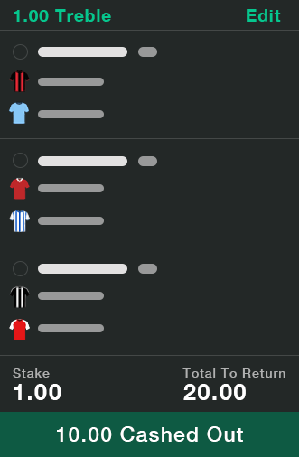 Cashed Out Bet Slip