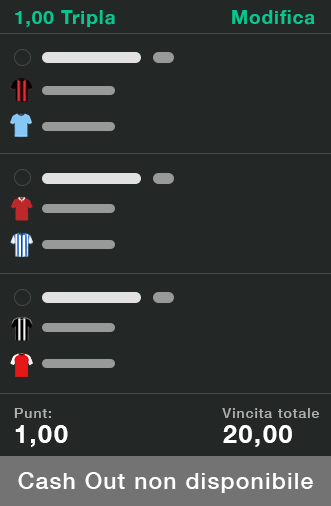 Cash Out non disponibile